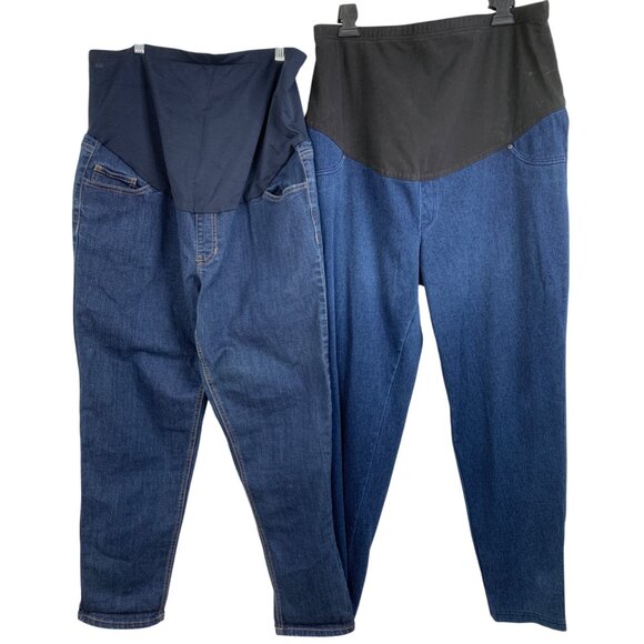Time And Tru Maternity XL (16-18) Over The Belly Tapered Straight Leg Jeans Lot - Picture 1 of 9
